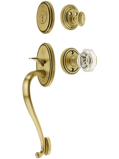 Georgetown Entry Handle Set in Antique Brass Finish with Chambord Knob and